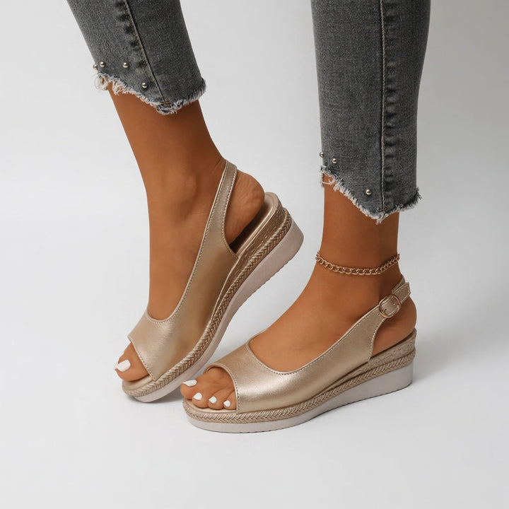 Cyrielle™ — Sandale compensée espadrille chic allure estivale