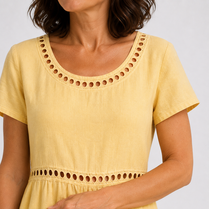 Perrine - Robe mi-longue coton brodée