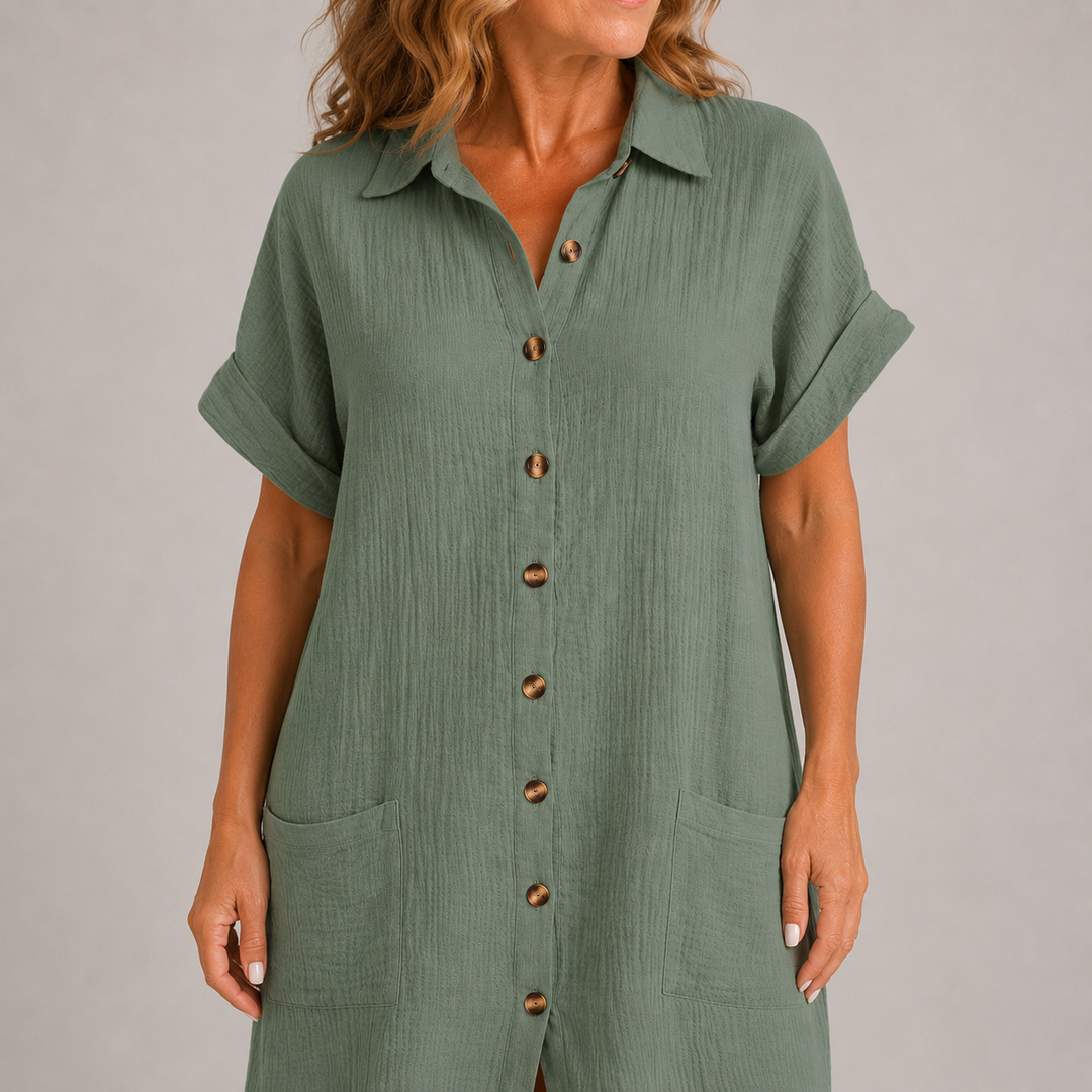 Ambre - Robe Boutonnée en Lin