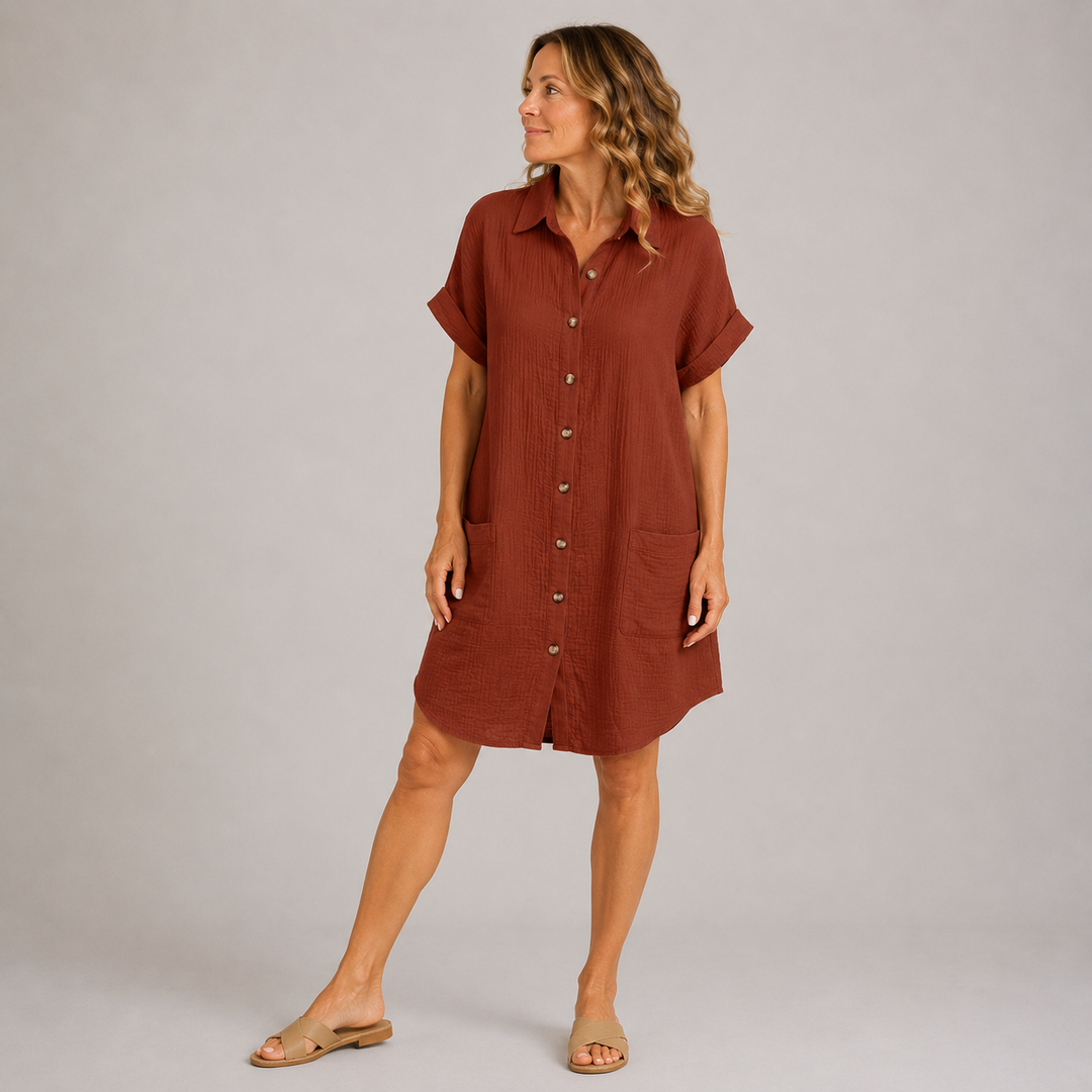 Ambre - Robe Boutonnée en Lin