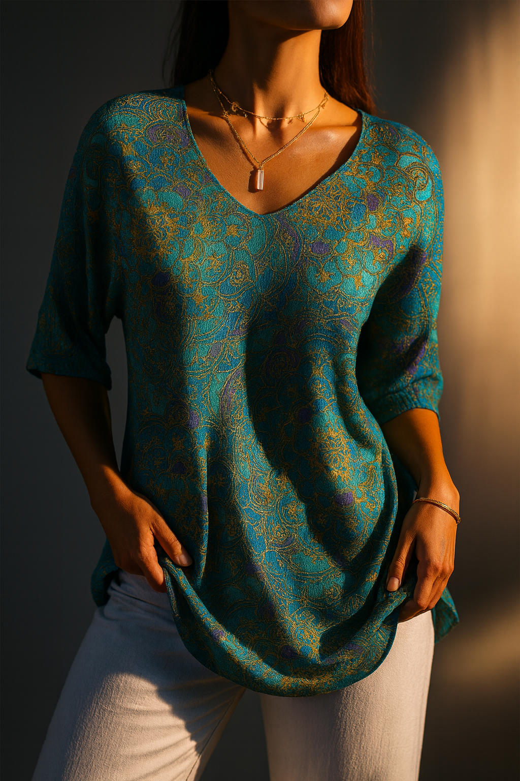 Bérangère™ - Blouse fluide élégante à imprimé raffiné