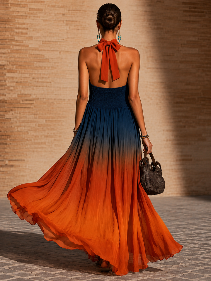 Paula | Robe longue dégradée à col V