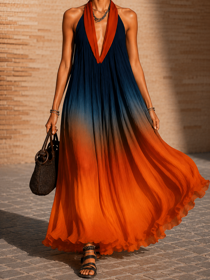 Paula | Robe longue dégradée à col V