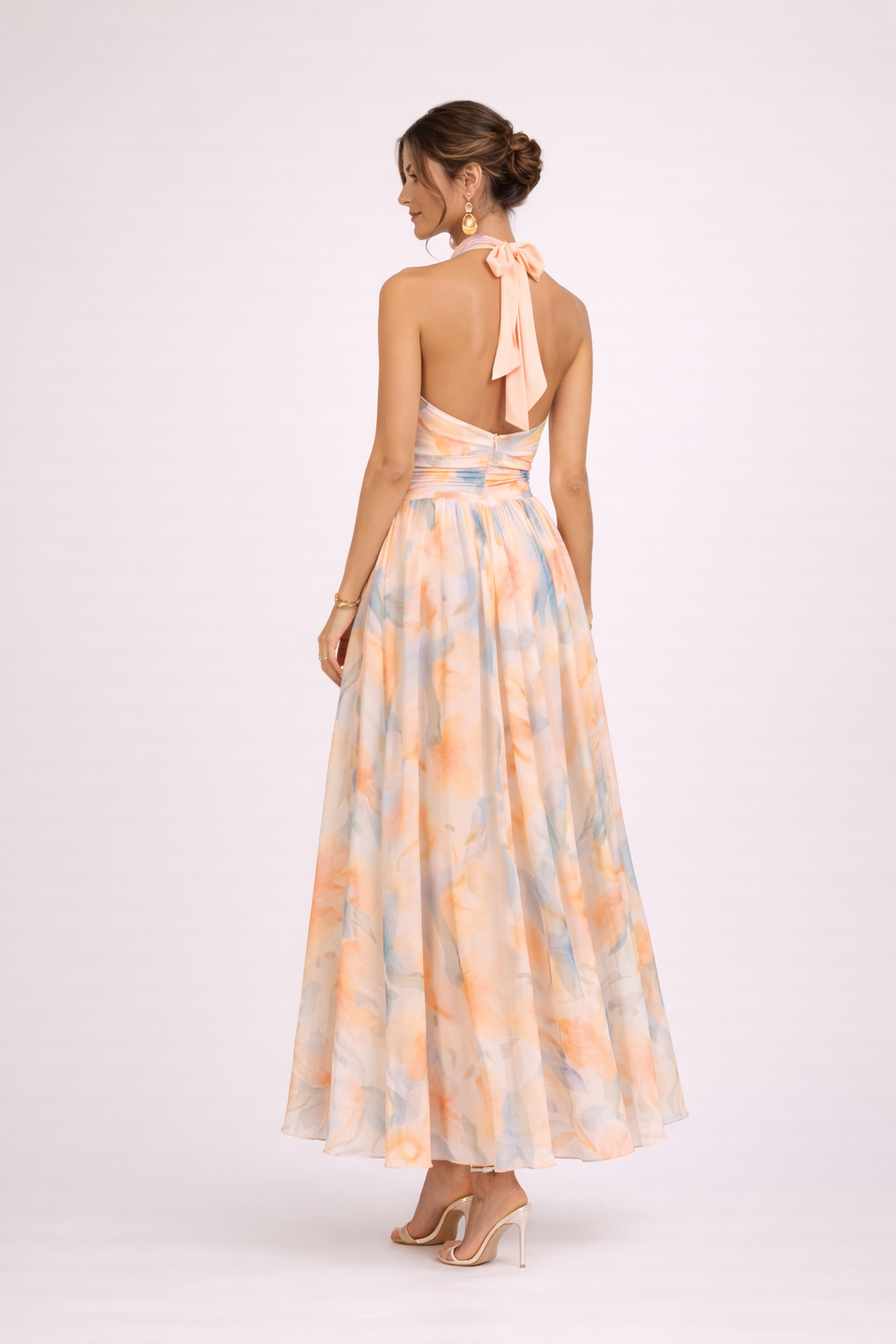 CAMILLE - Robe Halter Aquarelle