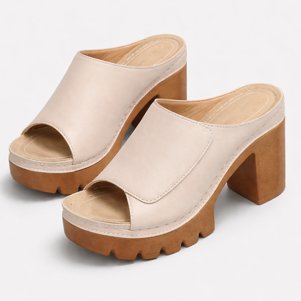 Cléophée™ — Mule talon bloc plateforme crantée allure urbaine