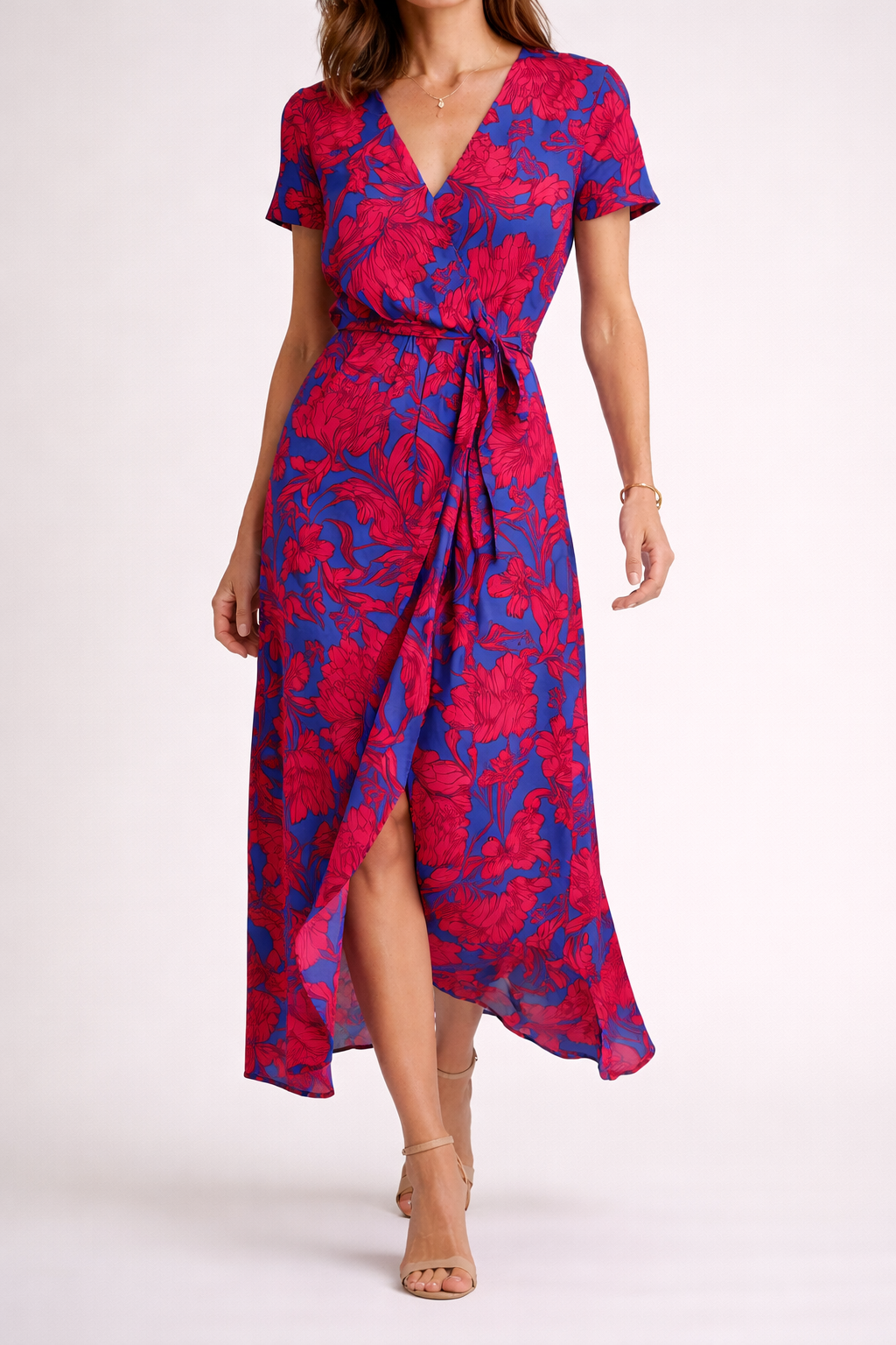Noémie – Robe portefeuille fluide à imprimé vibrant