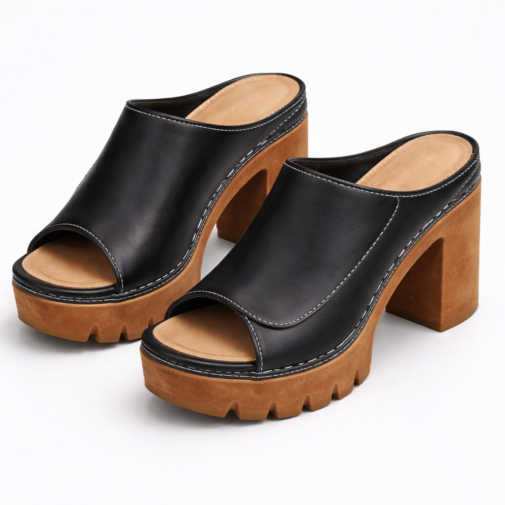 Cléophée™ — Mule talon bloc plateforme crantée allure urbaine