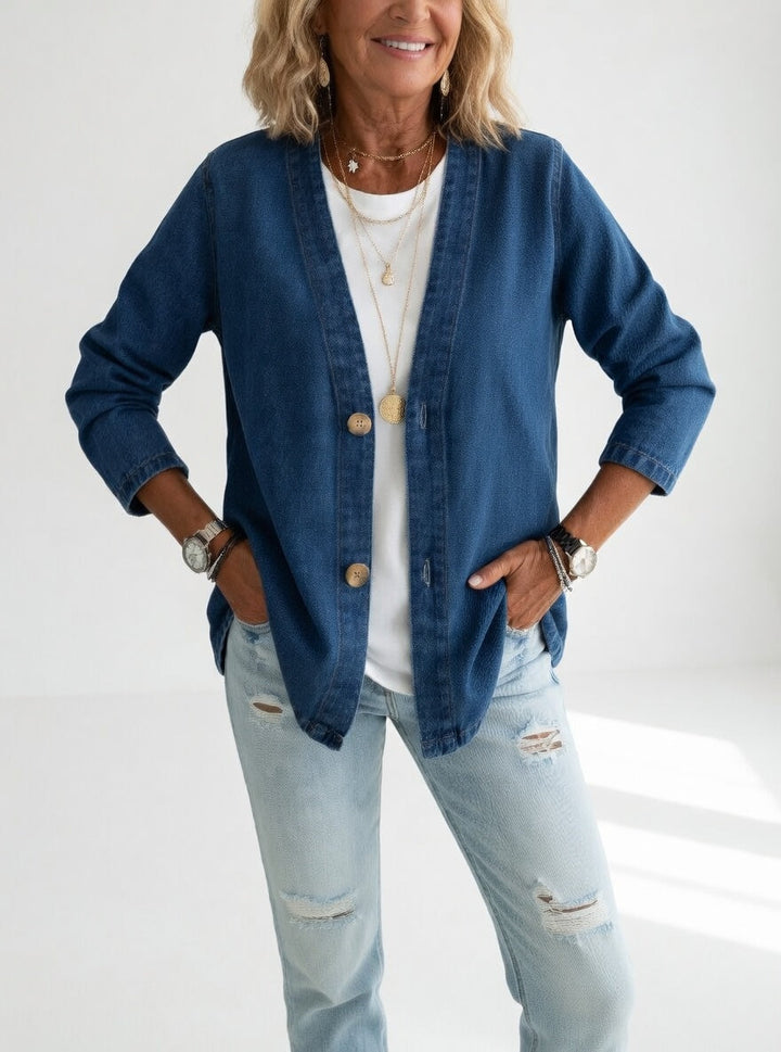 Claironne™ — Veste denim élégante décontractée intemporelle
