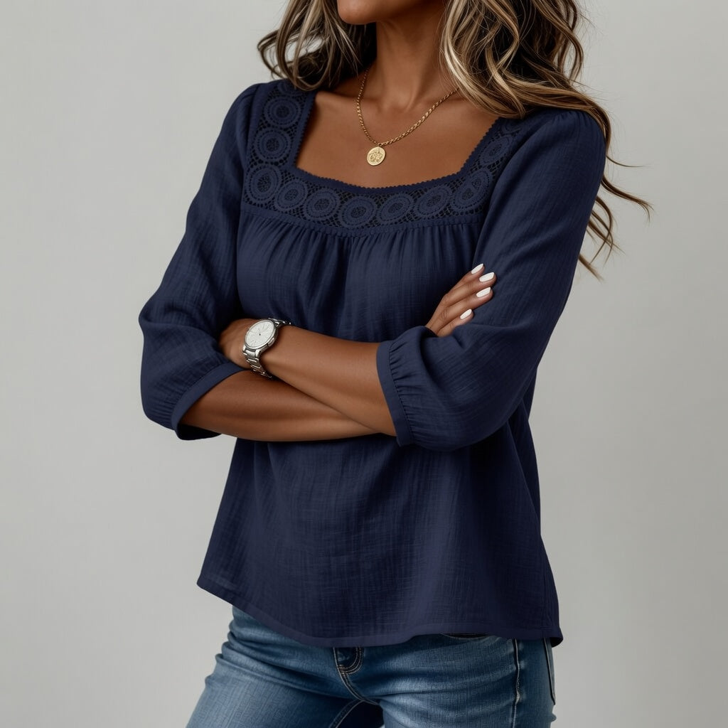 Célindre™ — Blouse dentelle col carré douceur féminine