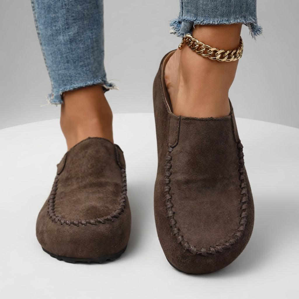Nanette™ — Mocassin suédé bicolore surpiqûres confort naturel