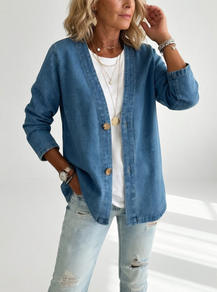 Claironne™ — Veste denim élégante décontractée intemporelle