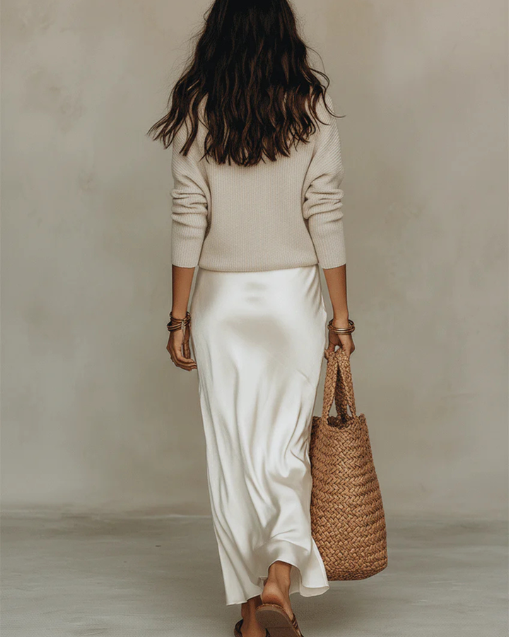 Anaïs – Robe midi satinée élégante
