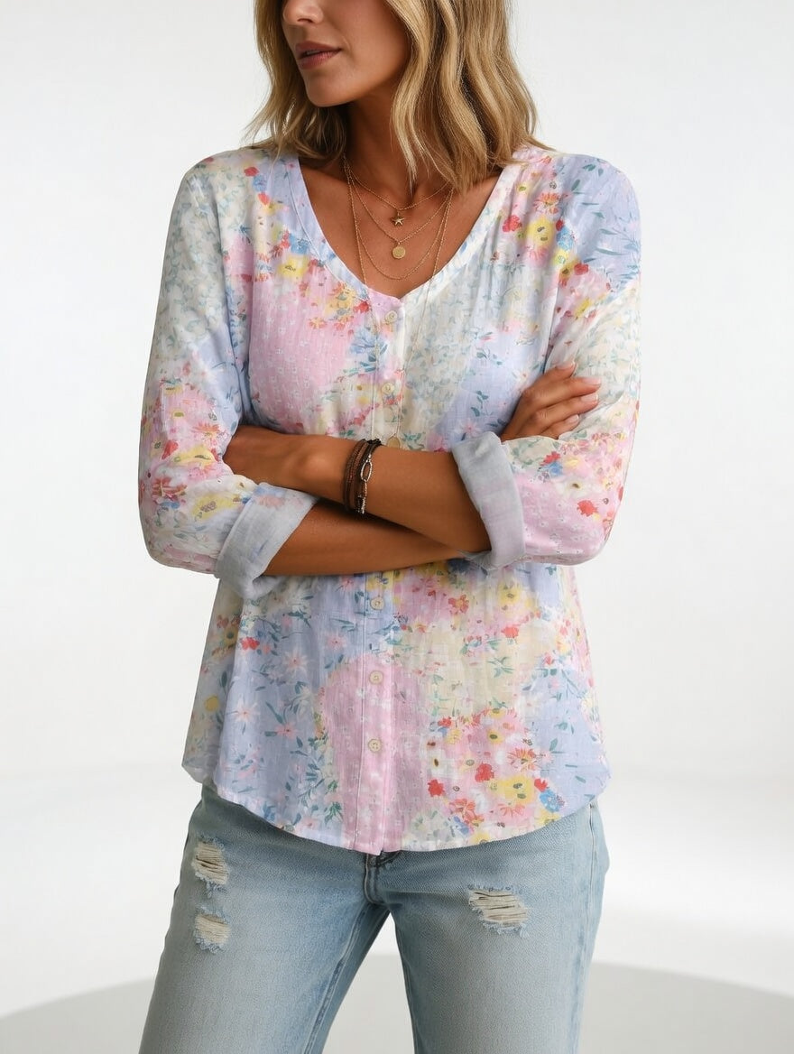 Maréline™ — Blouse florale élégance douce naturelle