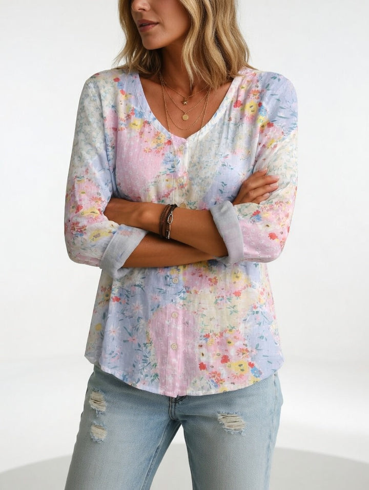 Maréline™ — Blouse florale élégance douce naturelle
