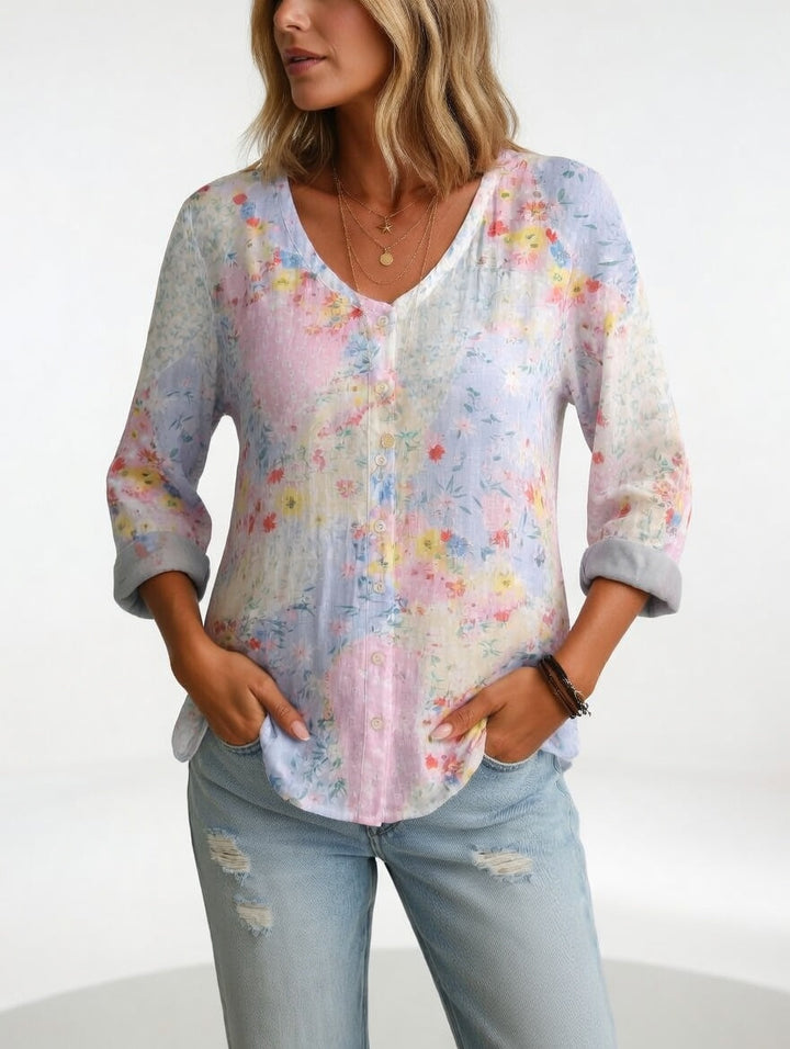 Maréline™ — Blouse florale élégance douce naturelle