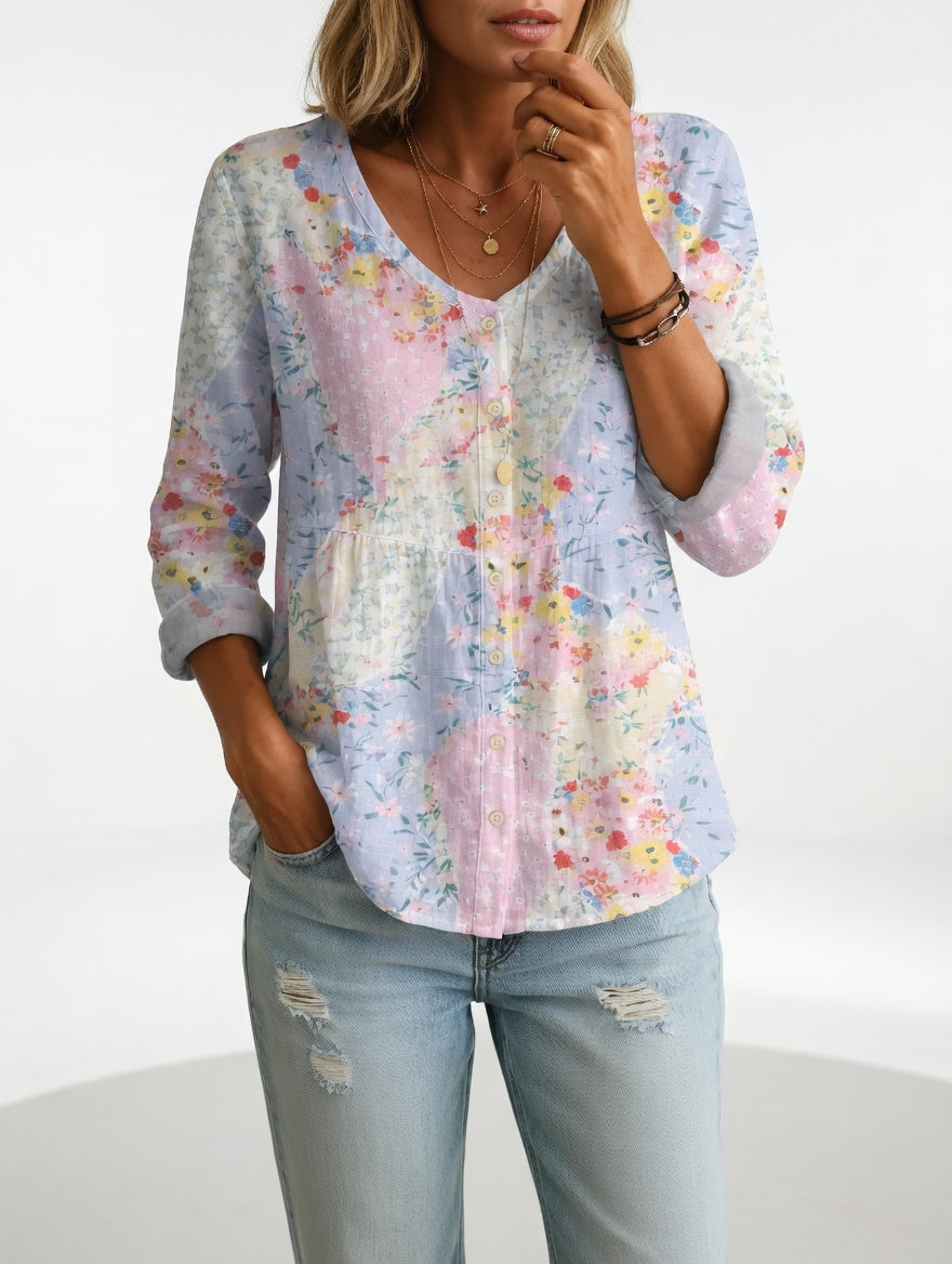 Maréline™ — Blouse florale élégance douce naturelle