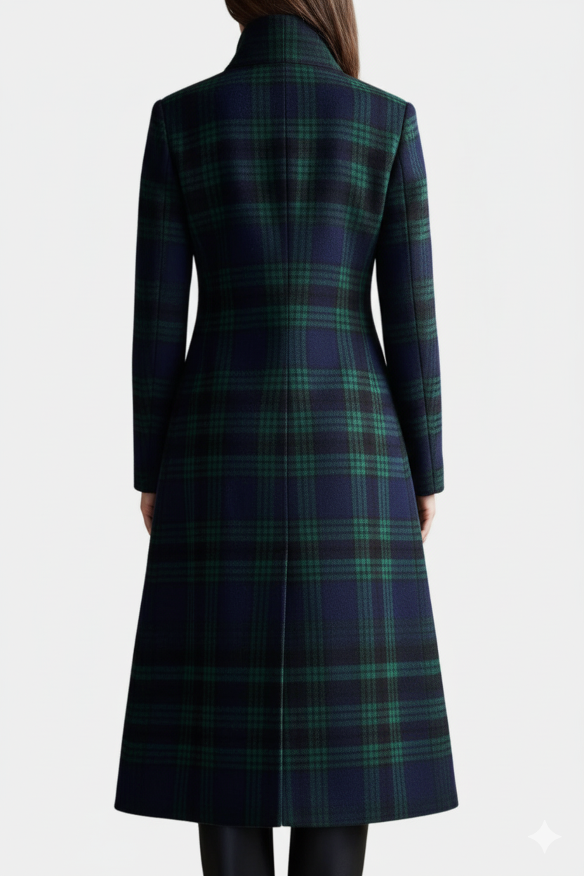 Madeleine™ — Manteau mi-long carreaux élégant