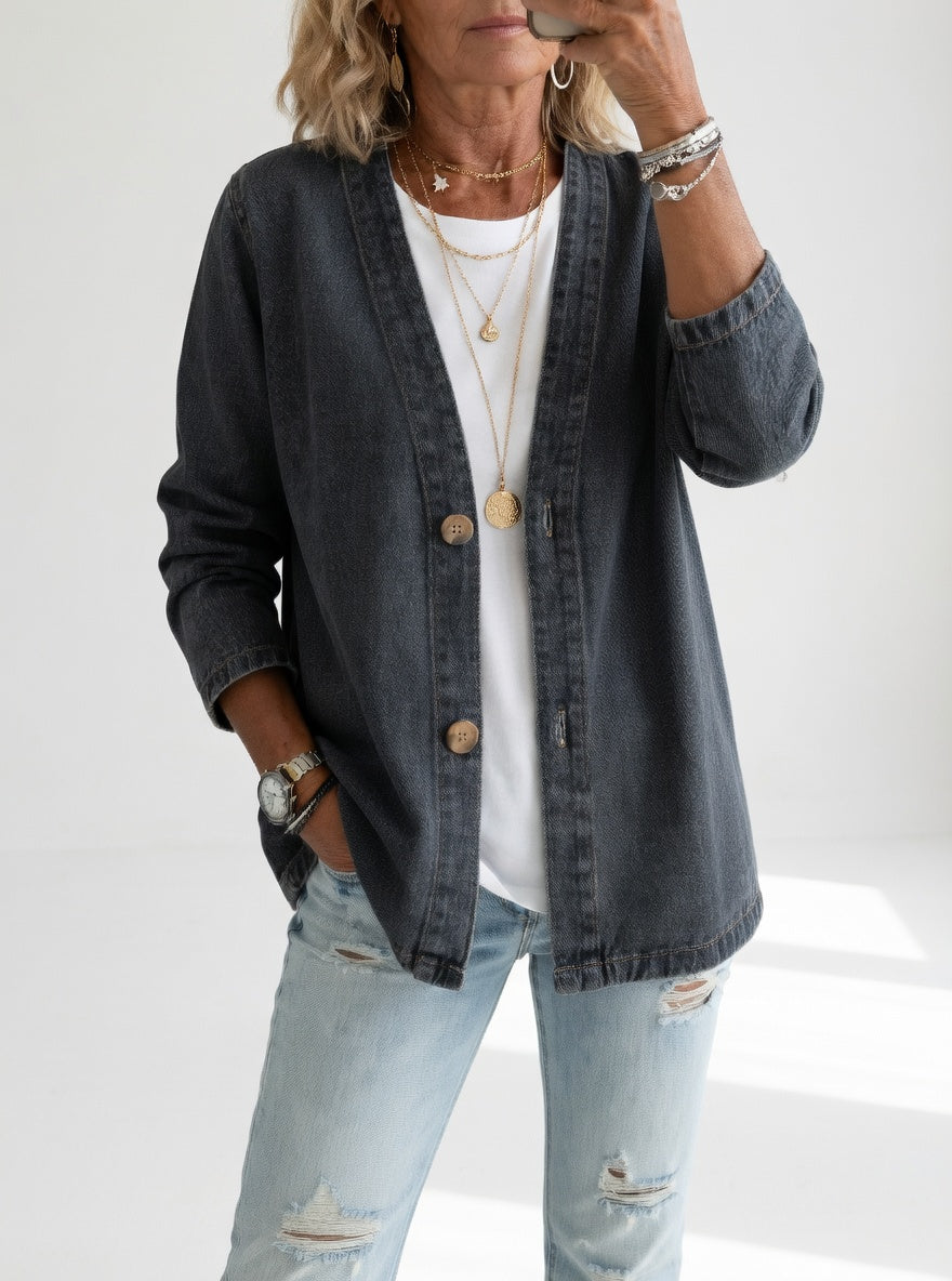 Claironne™ — Veste denim élégante décontractée intemporelle