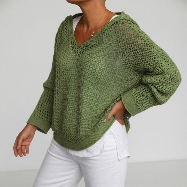 Évarielle™ — Pull maille ajourée col décontracté