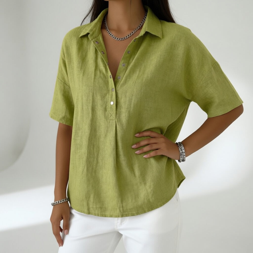 Tiphaine™ — Blouse col chemise décontractée douceur estivale