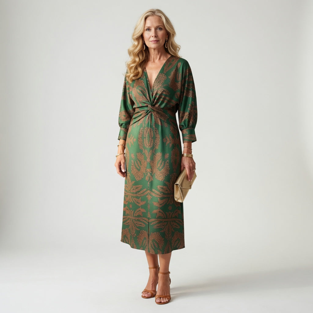 Hortense™ — Robe midi wrap imprimée élégante