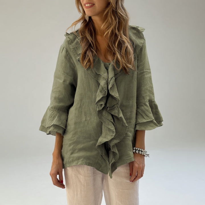 Apolline™ — Blouse fluide col volant élégant