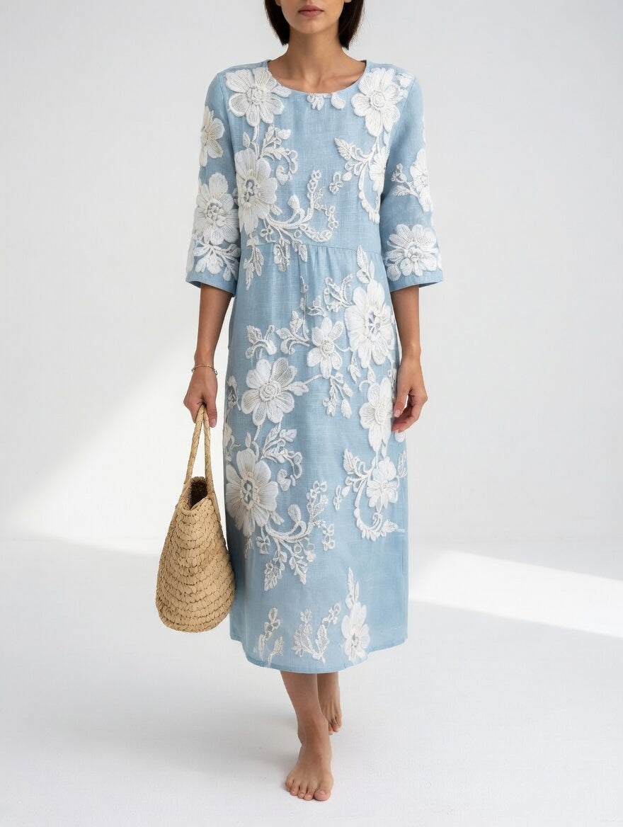 Florésia™ — Robe midi florale fluide élégante