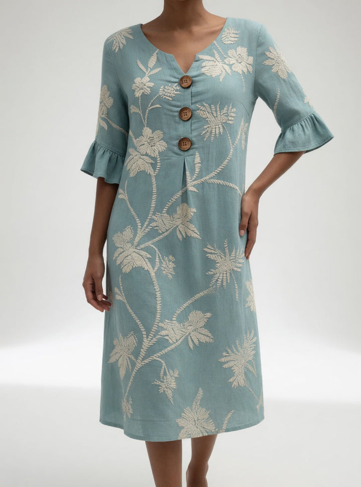 Lénora™ — Robe mi-longue florale liberté estivale
