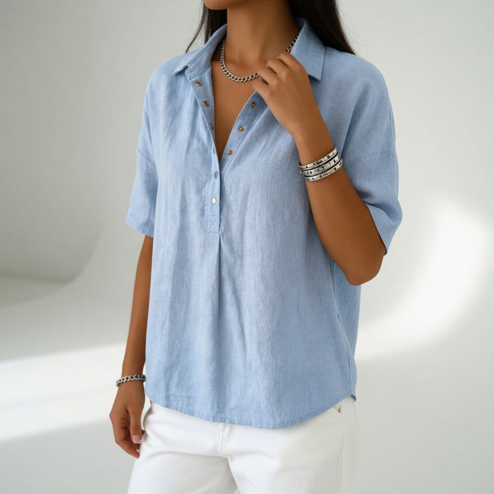 Tiphaine™ — Blouse col chemise décontractée douceur estivale