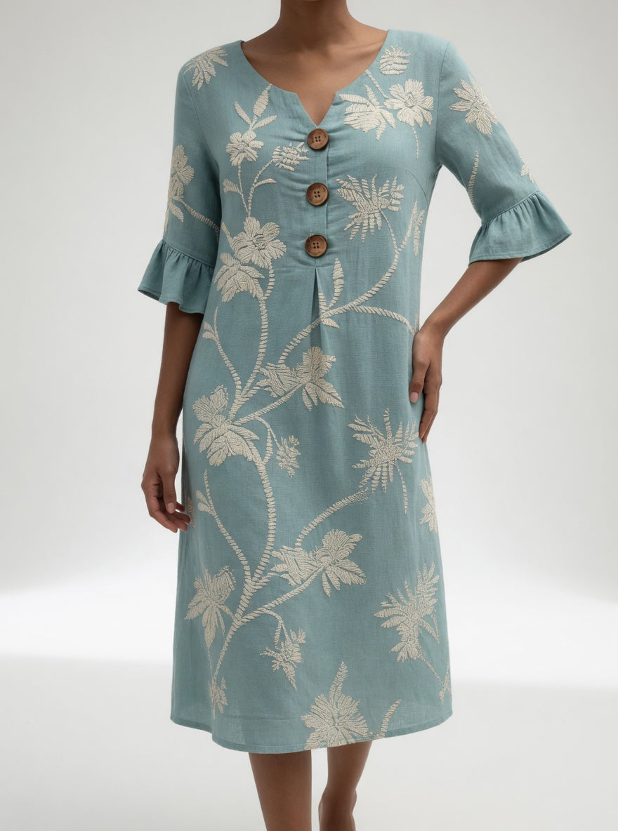 Lénora™ — Robe mi-longue florale liberté estivale