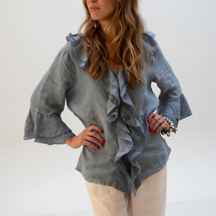 Apolline™ — Blouse fluide col volant élégant