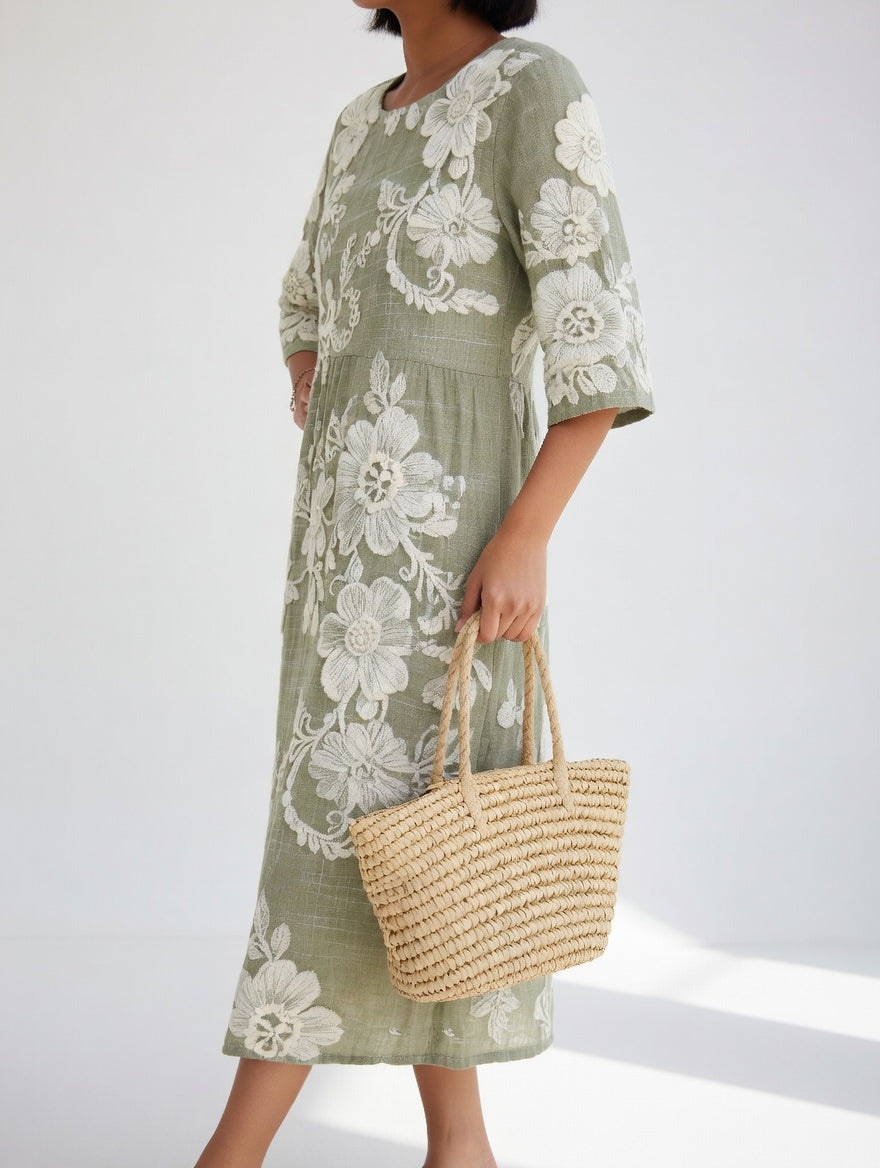 Florésia™ — Robe midi florale fluide élégante