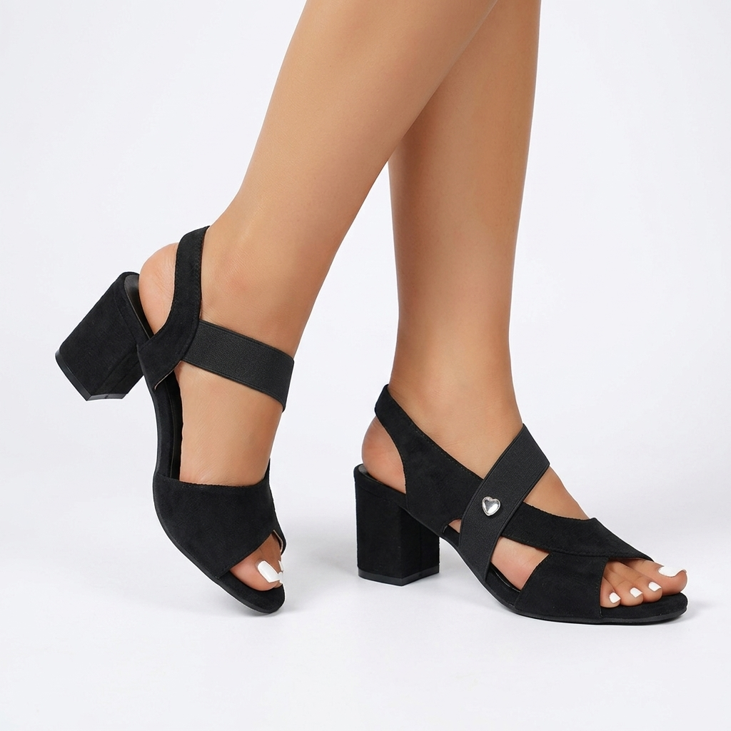 Colorine™ — Sandale talon bloc colorblock bride cheville audacieuse