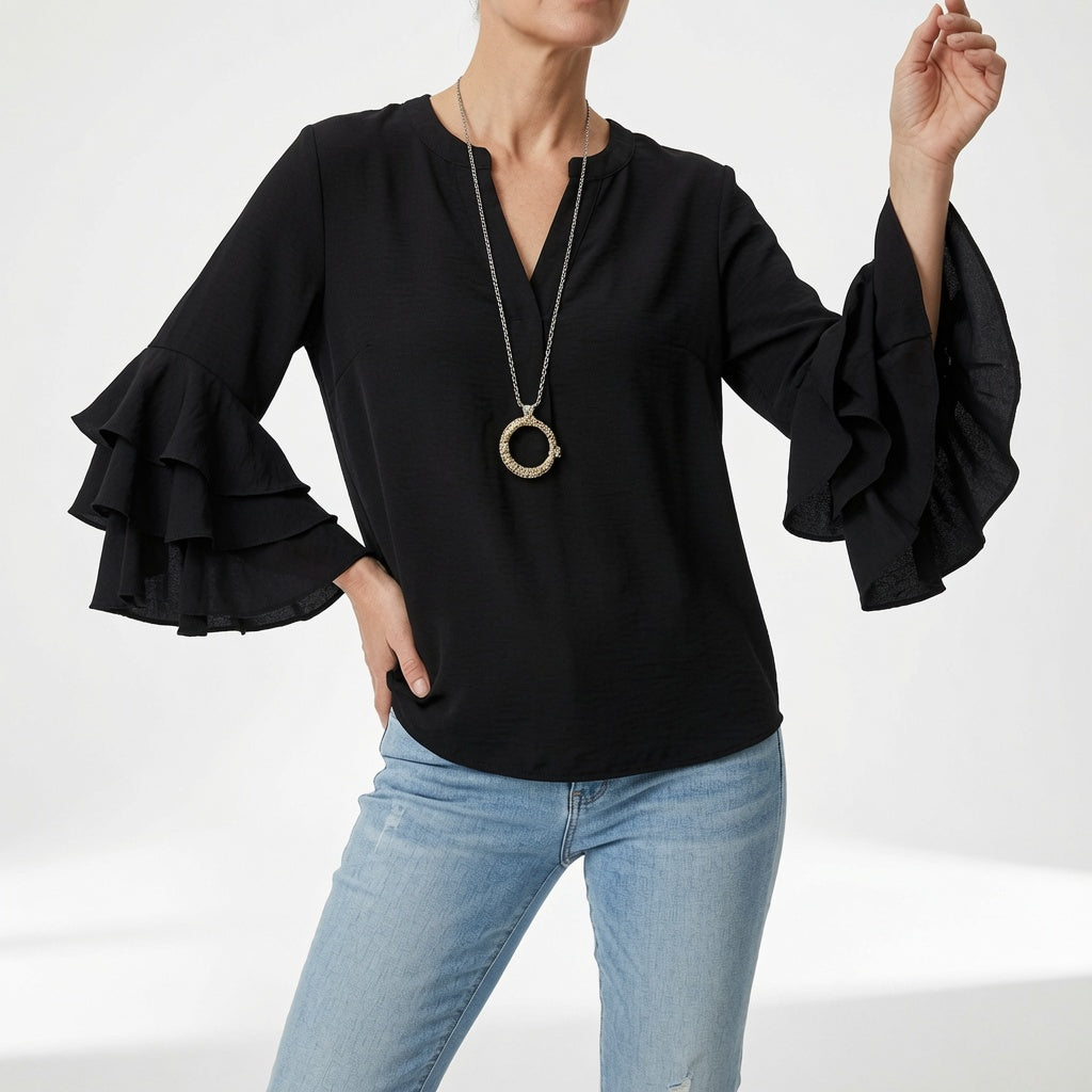 Mélorisse™ — Blouse fluide manches volantées élégantes