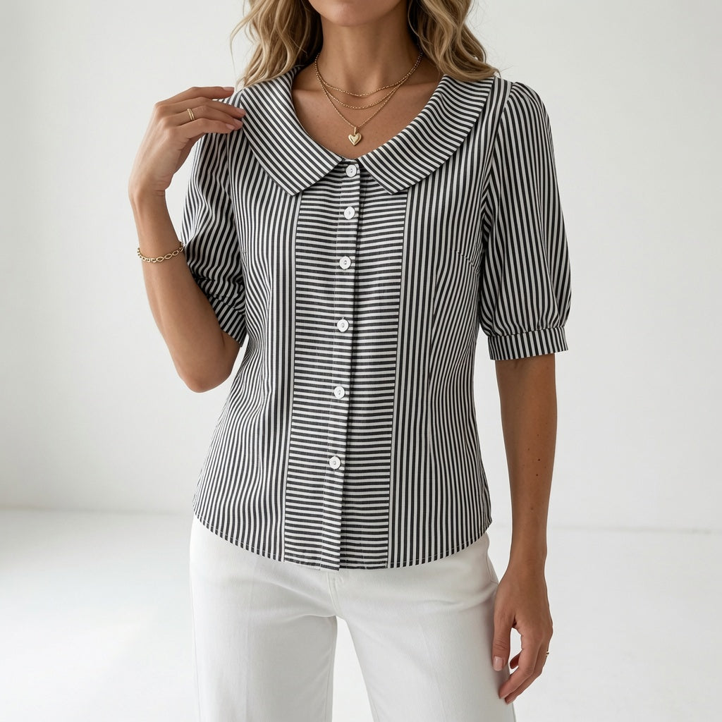 Zélie™ — Blouse à manches bouffantes rayée élégante