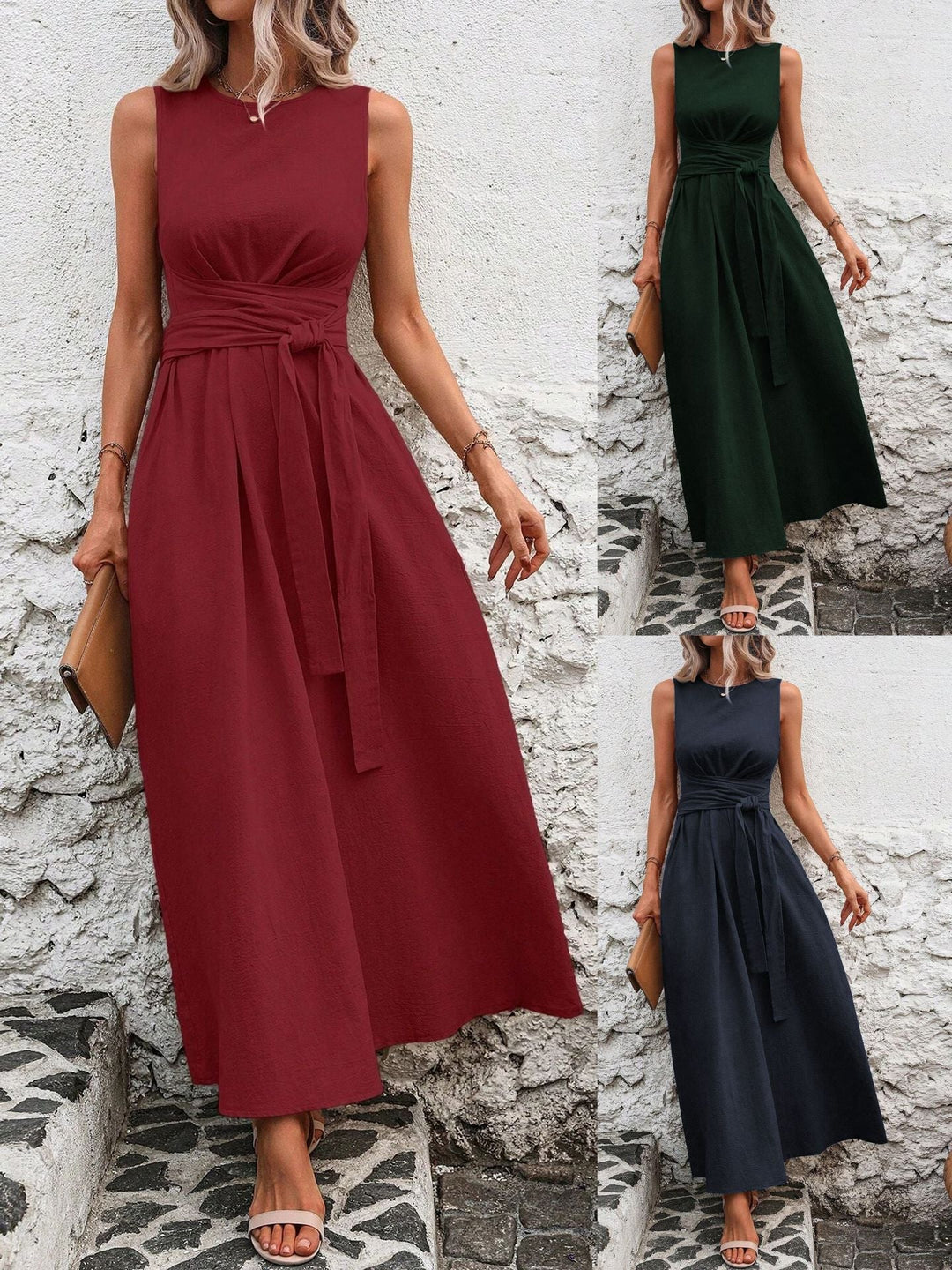 Élina™ — Robe midi élégante à taille structurée