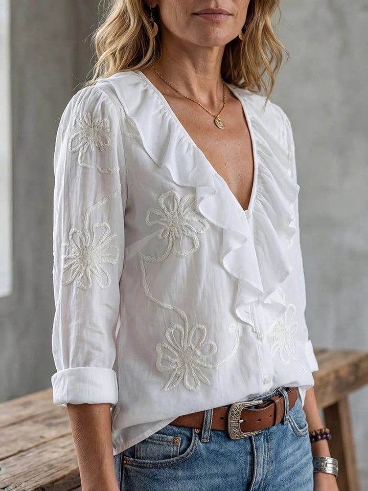Isaline™ — Blouse élégante à volants au charme féminin