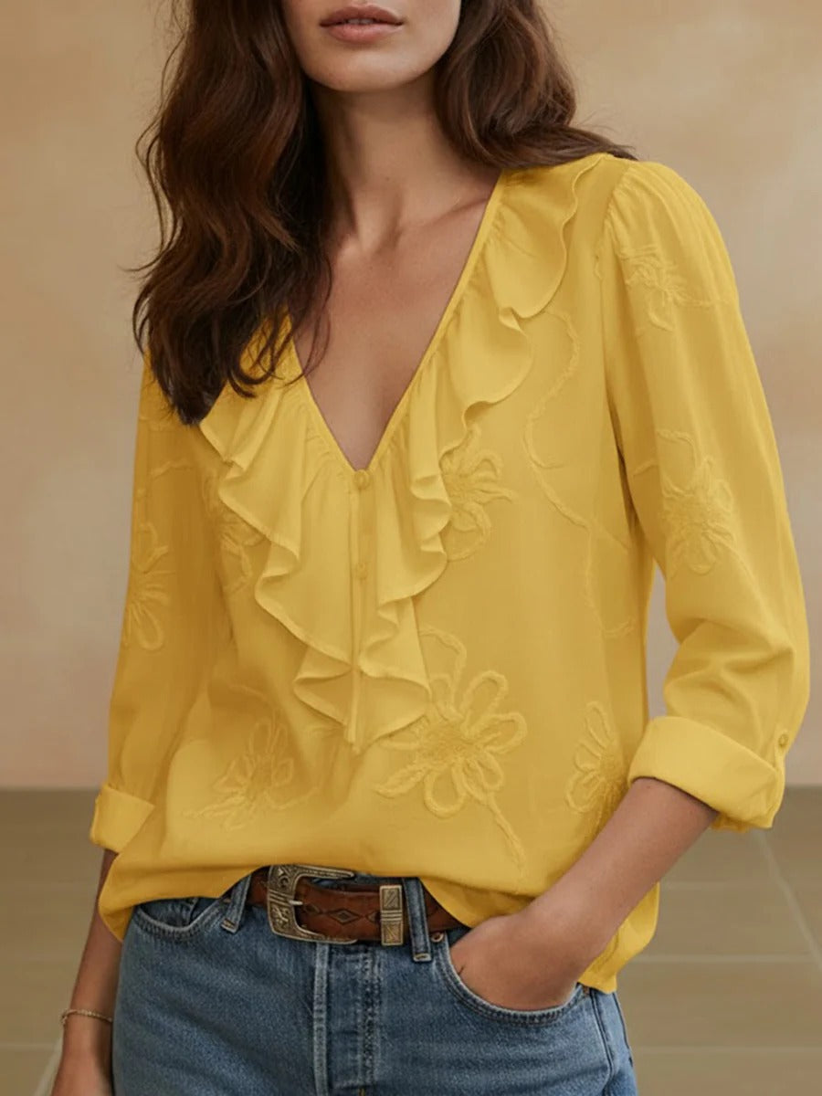 Isaline™ — Blouse élégante à volants au charme féminin