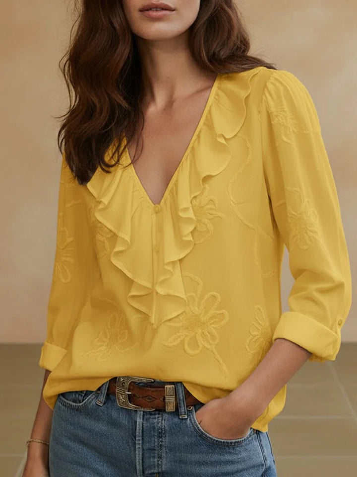 Isaline™ — Blouse élégante à volants au charme féminin