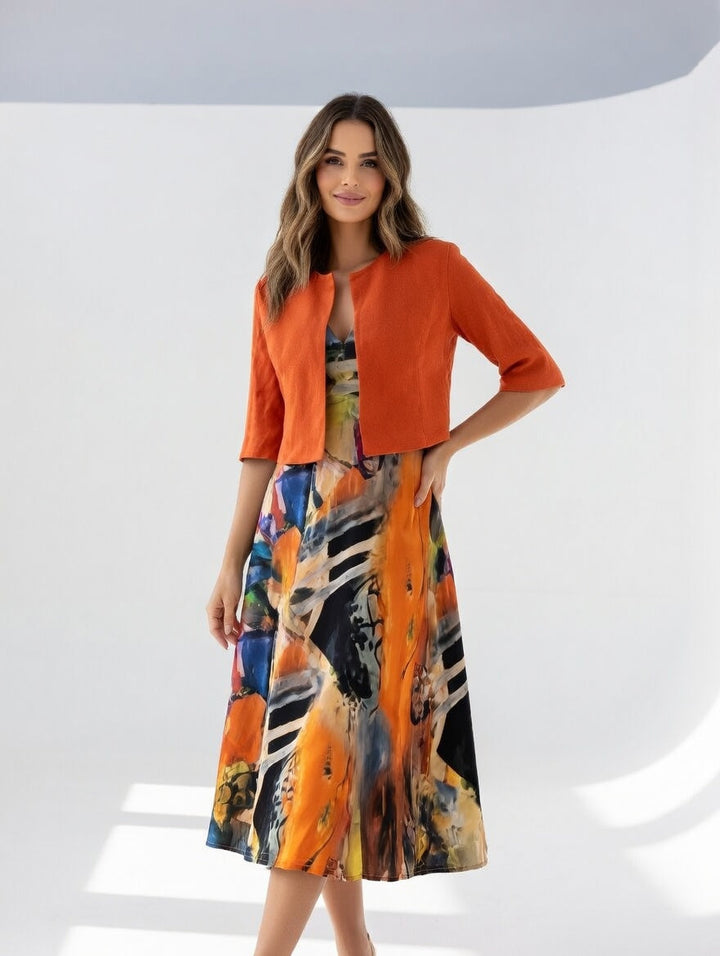 Maéliane™ — Robe midi imprimée élégante fluide