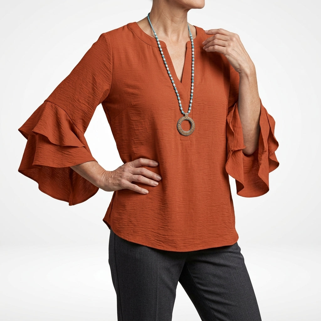 Mélorisse™ — Blouse fluide manches volantées élégantes