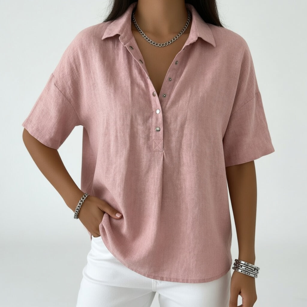 Tiphaine™ — Blouse col chemise décontractée douceur estivale
