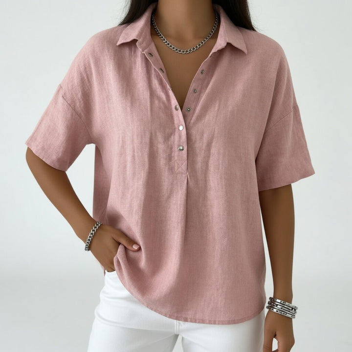 Tiphaine™ — Blouse col chemise décontractée douceur estivale