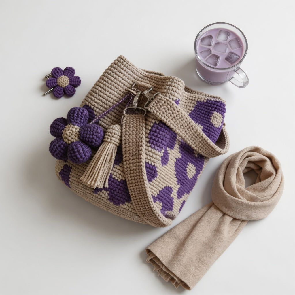 Zéphyrine™ — Sac crochet bohème pompon artisanal charme naturel