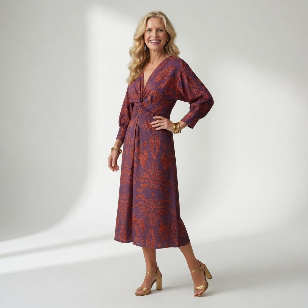 Hortense™ — Robe midi wrap imprimée élégante