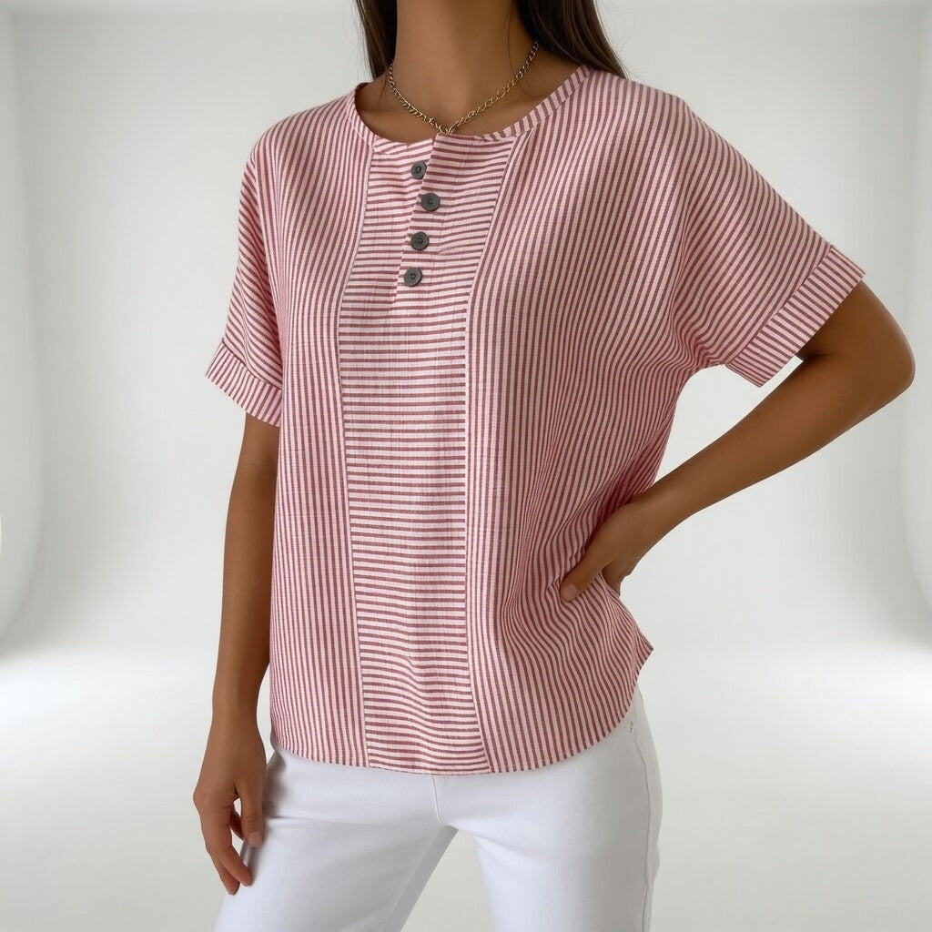 Sorène™ — Blouse lin rayée douceur naturelle