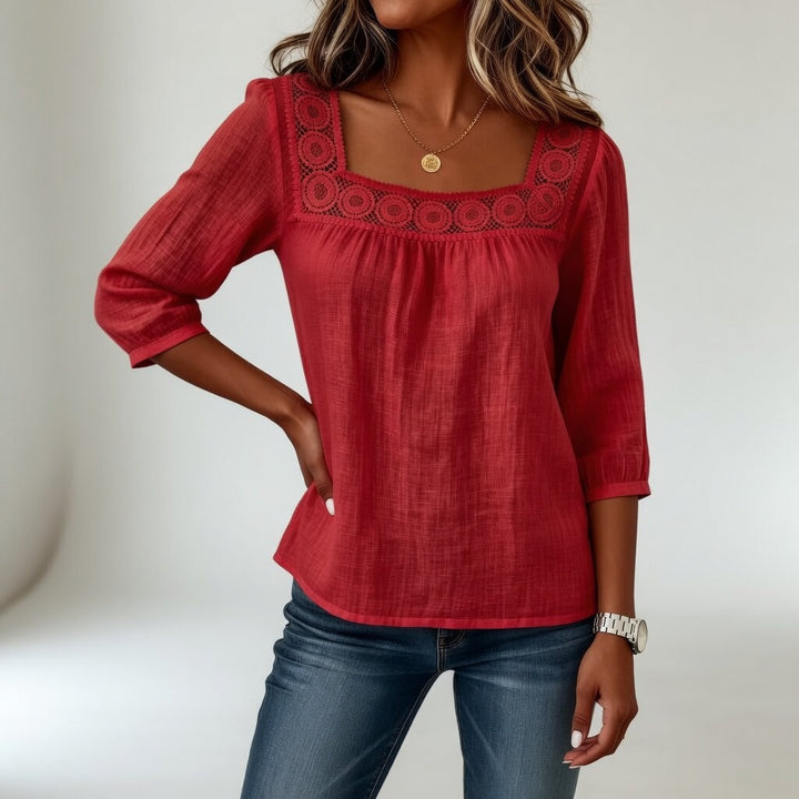 Célindre™ — Blouse dentelle col carré douceur féminine