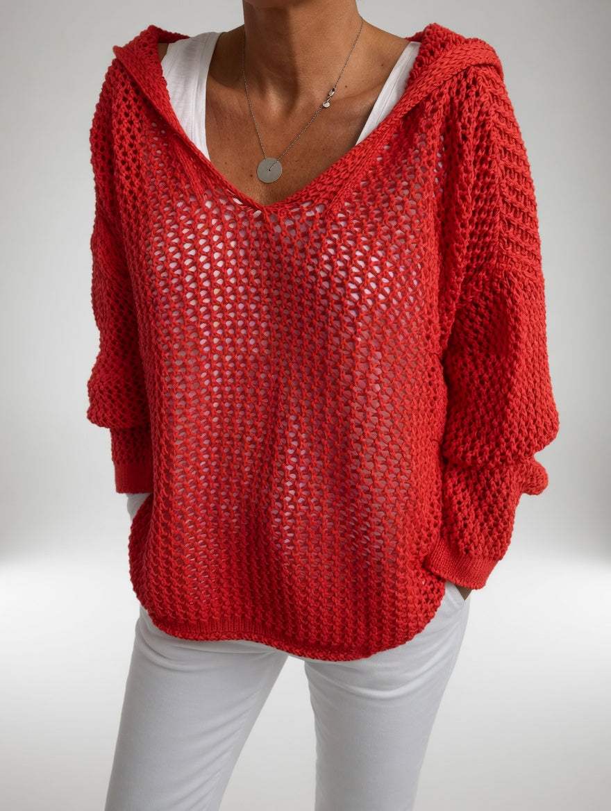 Évarielle™ — Pull maille ajourée col décontracté