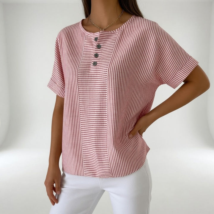 Sorène™ — Blouse lin rayée douceur naturelle