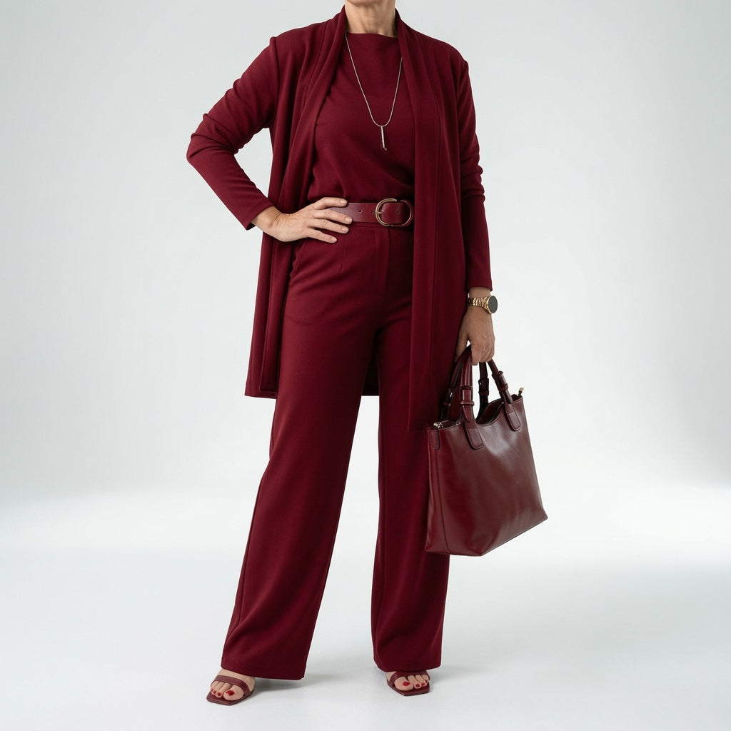 Élégantine™ — Ensemble trois pièces cardigan pantalon chic